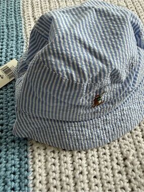 Polo by Ralph Lauren blue and White Striped Reversible Bucket Hat